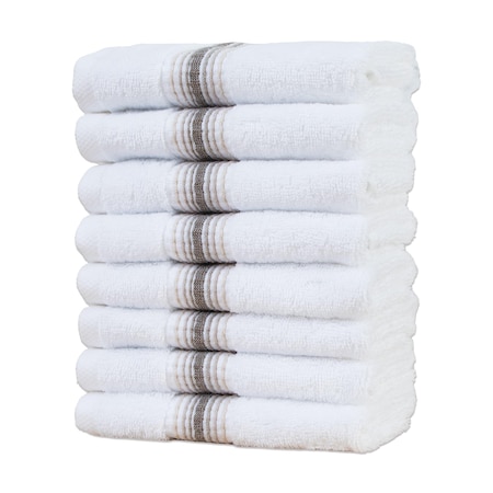 Arkwright Home Aston & Arden Turkish Striped Washcloth 13x13 Sand (8pk) WC-STT-1313-1.75-SND